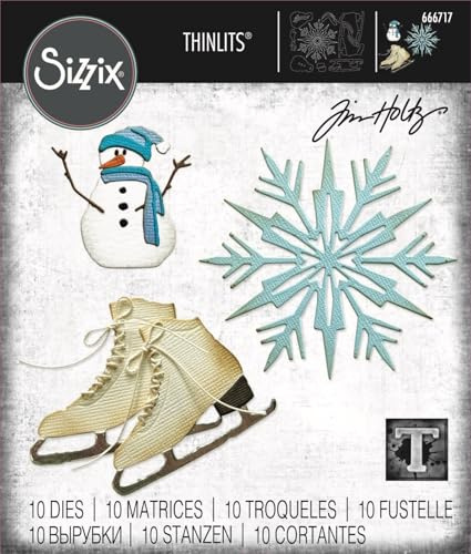 Sizzix Thinlits Stanzschablonen-Set, 10-teilig, Motiv: Vault Winter Wishes von Tim Holtz 666717