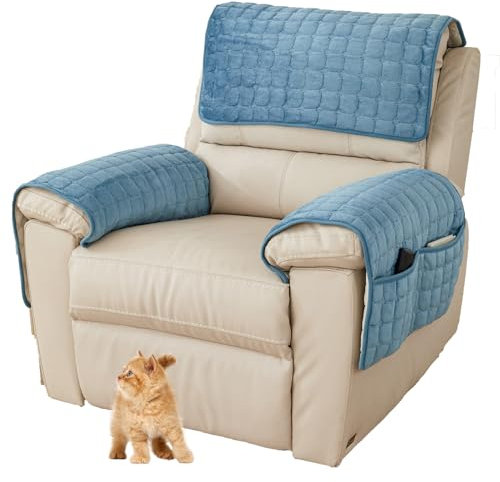 CDPTD Verbesserter Bezug für Liegestuhl mit Taschen, Sesselbezug Sesselschoner Sessel-Überwürfe Relaxsessel Sesselauflage Relax,1 2 3 4Sitzer Schutzbezug Antirutsch Husse (1 seat,TYP-4)