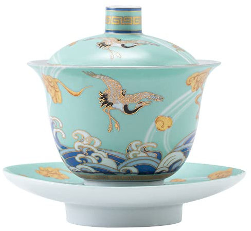 Set di tazze da tè in ceramica cinese, fatte a mano, 180 ml, color argento, ciotola da tè Gaiwan con Tureen per la cerimonia del tè di Kung Fu