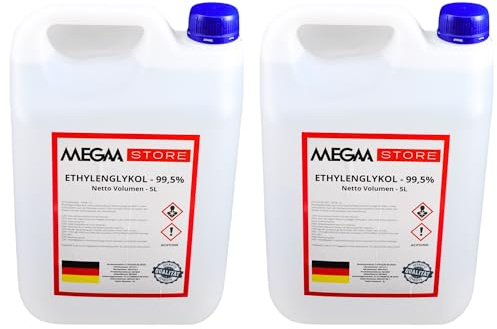 Megaa store Ethylenglykol 99,5% | 1L bis 20L | Kühlmittel Solarflüssigkeit Kühlsystem Heizungs- Solar- Klimaanlagen- und Wärmepumpen Installationen