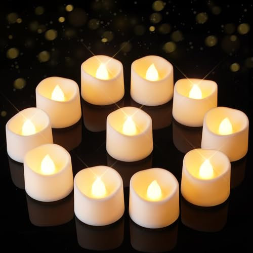 AMAGIC Battery Tea Lights Flameless Candle LED Fake Electric Tealight Wedding Table Decor, Votive, Valentine's Day, Mother's Day Gift Holiday Decor, 12 Pack