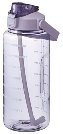Bouteille D'eau pour Coureurs, Bouteille de Sport Portable, Gourde Grande Capacité, Gourde Paille 2l, Gourde Anti-rupture pour Un Usage Quotidien, Tasses À Eau Potable de Cyclisme de 2 Litres(Violet)