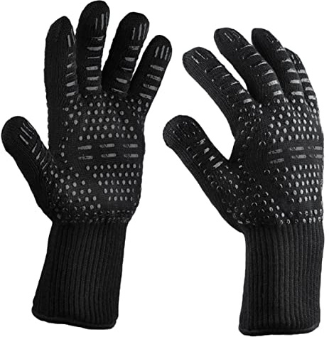 SEWOART Moufles Isolants Cuisine En Fibre Résistante De Prévention Des Incendies Antidérapants Résistants à La Chaleur Pour Barbecue Et Cuisson Lot De 2 Noirs