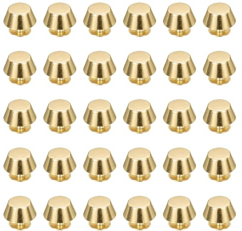 QUARKZMAN 30 Pcs Remaches De Tornillo Trasero 12mm Pies Cabeza Plana Tachuelas De Metal Botón Capuchón Remaches Para DIY Artesanía En Cuero Cinturones Bolsos, Dorado