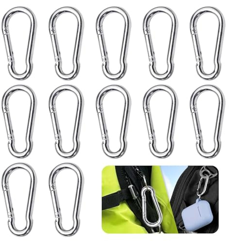 20 Pezzi Moschettone Acciaio Inox,Primavera Chiusa Moschettoni Piccoli Portante 36 KG,Multifunzione Argento Moschettoni Portachiavi per Fai Da Te,Pesca,Tende,Zaini,Viaggi ecc