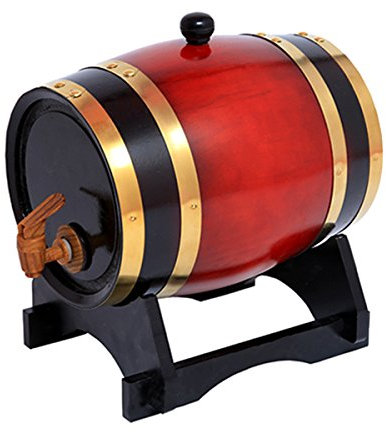 Botte di rovere da 3 l, per conservare e invecchiare vino e liquori, realizzata a mano in legno di quercia, ideale per casa, bar o cantina (rosso vino)