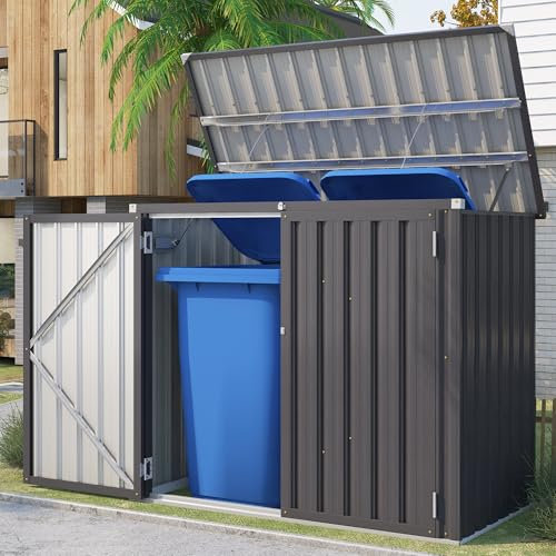 Galvanised Steel Garden Storage Box - Double Door Metal Tool Shed for Small Gardens, 1.3m² Capacity, Perfect for Organizing Outdoor Supplies