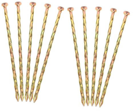 ibasenice 10 Pièces Clous De Sol en Métal Pelouse pour Chevilles Bordure De Paysage Clou De Jardinage Enjeux Pointes Ancre Piquets Fixes en Spirale Ancrage Acier Carbone Nuance 8.8 Golden