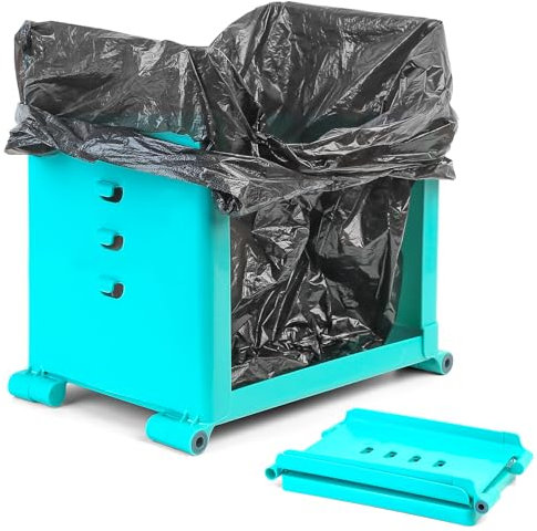 Auktransceler Soporte Plegable para Bolsas de Basura - Ajustable, Multiusos y Portátil, ¡Ahorra hasta 80% Espacio! Ideal para Cocina, Acampada, Garaje, Coche, Oficina. Cubo Ecológico Verde.