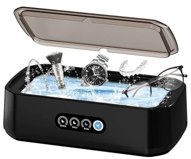TIEOAXFT Ultrasonic Cleaner Machine Eyeglass 650ml Mini High-frequency Vibration Cleaning For Glasses Jewelry Denture Pacifier(Black)