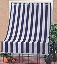 Corredocasa Tenda da Sole a Tinta Unita o Righe da Esterno - Ideale per Balcone Veranda Terrazzo terrazzino casa con Anelli e Ganci Tessuto Resistente (140L x 250A cm (1 Pannelli), Blu Righe)