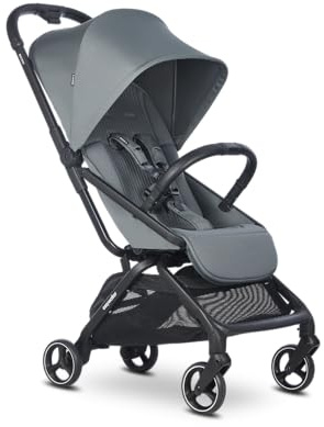 Easywalker Rockey S Kinderwagen & Buggy 0-22 kg – 5-Punkt-Gurt mit Polsterung, mehrstufig verstellbare Sitz- und Liegeposition, gepolsterte Sitzfläche – Smooth Grey