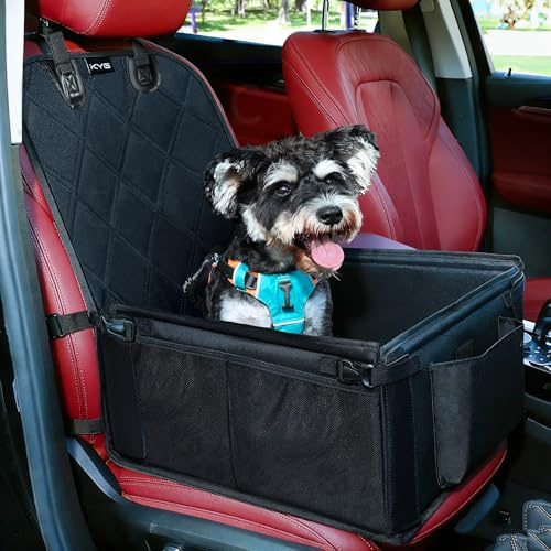 KYG Asiento de coche para perros – particularmente estable, impermeable, antideslizante y resistente a los arañazos para perros de talla pequeña – para pasajero y asiento trasero (negro)