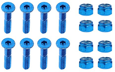 Geardeangloow 8 Pieces Replacement Skateboard Truck Hardware Set Longboard Screws Bolts Blue