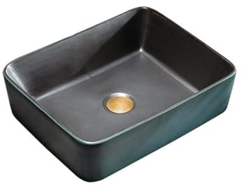Vasque à Poser Lavabo de salle de bain rétro en céramique for balcon, cour extérieure, 48 x 37 x 13 cm (L x l x H) Evier salle de bain