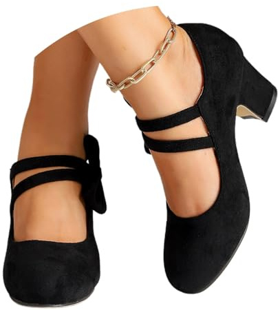 Dirndl - Scarpe da donna grigie nere per costume tradizionale bavarese, con tacco largo, elegante e piccolo, primavera, per cinghie, Dirndl