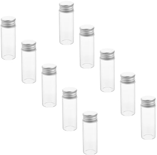 LOORGVEL 20 pcs Clear Glass Bottles with Aluminum Lids Transparent Reusable Storage Jars for Sugar Tea Apothecary and Craft Packaging