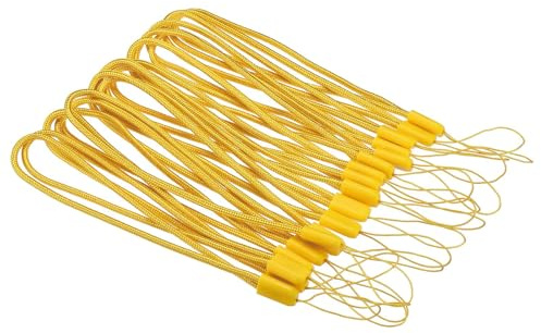 TOP-VIGOR Universal nylonsladd nyckelband handledsremmar, 18 cm mjuk vävd handrem för telefon, kamera, nycklar, USB, flaska – paket med 20, gUL, 3x180mm