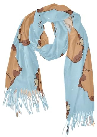 FUQIUMI Capybara I'm So Tired Pattern Women's Fashion Scarves Long Shawl Winter Thick Warm Blanket Scarf