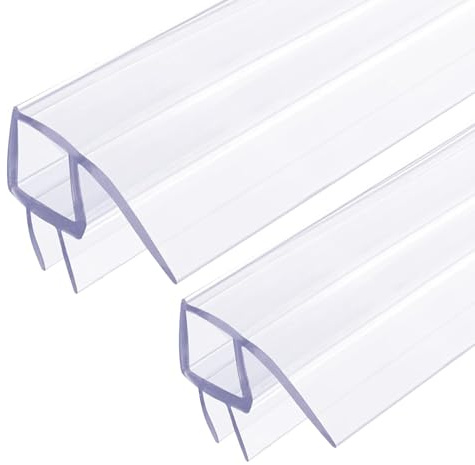 Uoxmiy 3M Shower Screen Seal Strip 2PCS,Shower Door Seal Strip,Adjustable Length Glass Door Side Silicone Stops Water Leaks Splash Clear 2M for 4-6mm,1M for 6-8m Glass