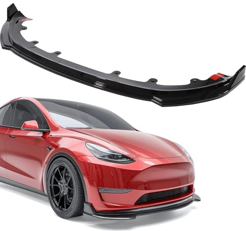 Front Bumper Lip Spoiler for Tesla Model Y Juniper 2025 2026,Glossy Black, 3-Piece Body Kit, Lower Air Dam Splitter