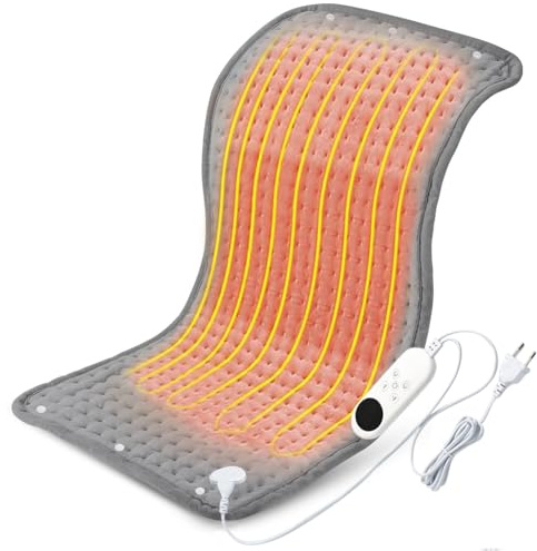 PLLYPE Heizdecke, Heizkissen mit 4 Zeiteinstellungen und 9 Temperatureinstellungen Heizkissen, Elektrisch Wärmekissen für Rücken, Nacken, Schultern und Bauch (Grau, 60 x 30 cm)