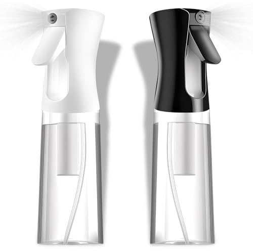 Kontinuerlig Ultra Fine sprayflaska 200 ml, vattensprejflaska med 360 graders permanent dimma, påfyllningsbara sprayflaskor, sprayflaska för hårstyling, växtvård och hushåll (2 st)