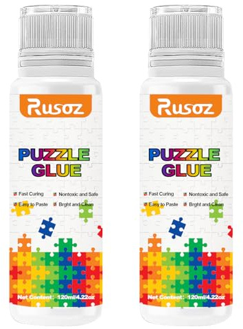 Puzzle Kleber Transparent, Puzzlekleber für 1000-3000 Teile Schnell Trocknend 120ml*2 Puzzle Conserver mit Schwamm Applikator zum Befestigen und Aufhängen für Puzzlemuffel