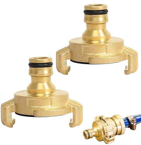 Chingcoo Schnellkupplung - Schlauchkupplung Adapter Messing 2er Set - 1/2 Zoll Kompatibel mit GEKA System - Steckkupplung mit Dichtung - Auslaufsicher für Garten Schlauch