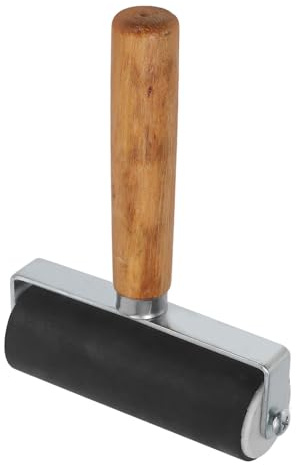 OFFSCH Rullo per Inchiostro Nero in Gomma Manico in Legno e Ferro, Facile da Usare, per Stampa a Rilievo e Timbratura, Strumento per Pittura Artigianale