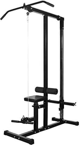GeenYuu Appareil de Musculation Robuste avec Support Barre et Rack, Banc de Fitness Polyvalent pour entraînement à Domicile, Gym, Garage, Station de Force avec poulie câble et Rangement disques