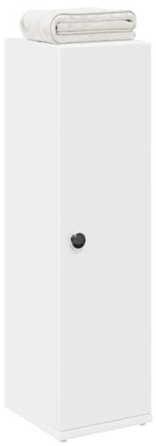 Bendmaxx Badskåp med rullhållare för badrummet, vitt trämaterial, 20,5 x 22 x 72 cm, förvaringsutrymme för toalettordning, dörr vänster höger monterbar