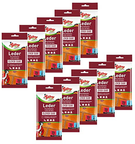 Poliboy - Leder Feuchttücher - perfekte Reinigung für Glatt- und Kunstleder - 10er Pack - 10x20 Tücher - Made in Germany