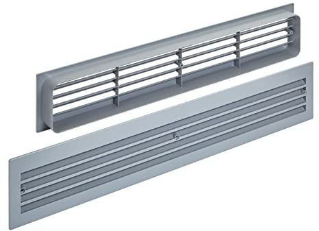 SOTECH Rejilla de ventilación BRISE 457 x 92 x 17 mm gris claro doble cara | perforación ranurada puerta