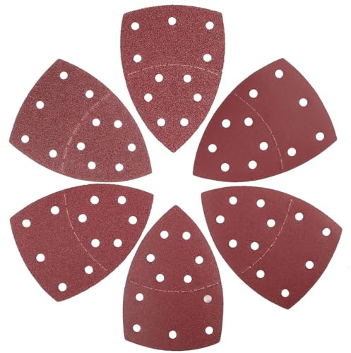 LotFancy 180 St. Klett Schleifpapier Set für Dreieckschleifer 105x152 mm, Deltaschleifer Schleifpapier, Körnung P40 P60 P80 P120 P180 P240 je 30, 11 Löcher, Schleifscheiben für Multischleifer