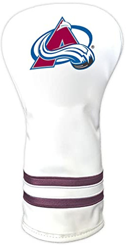 Team Golf NHL Colorado Avalanche White Vintage Driver Head Cover White Vintage Driver Golf Club Headcover, Form Fitting Design, Retro Design