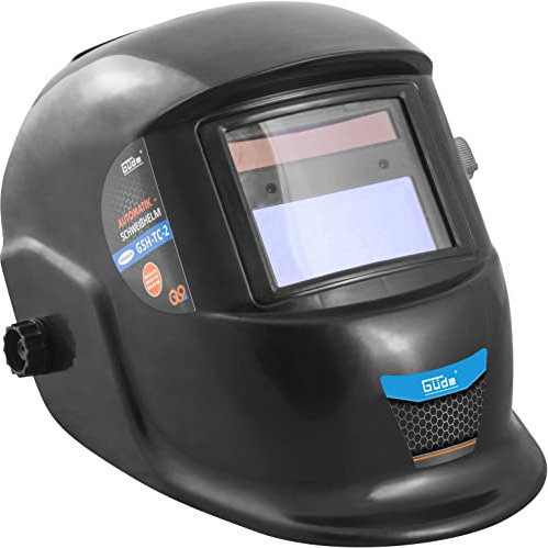 Güde Automatischer Schweißhelm GSH-TC-2 (True Color-Technologie, Auto-Abdunkelungsfilter, DIN 9-13, 2 Lichtbogensensoren, Sichtfeld 100x48 mm, Stromversorgung über Solar)