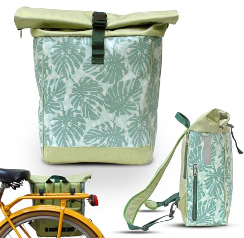 Ikuri Fahrradtasche/Rucksack Kombi Fahrradrucksack aus Plane für Gepäckträger Packtasche Wasserdicht für Frauen