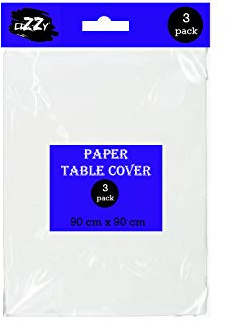 Lizzy 3 Disposable Paper Tablecloths | White Tablecloths 90cm x 90cm | Ideal for All Parties and Celebrations
