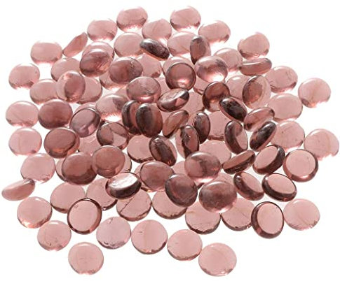 MagiDeal 100Pcs Glass, Marbles, Pebbles for Vases, Flat Bottom, Round Top, Rocks, Bowl Filler Gems, Iridescent Decor, Transparent Pink