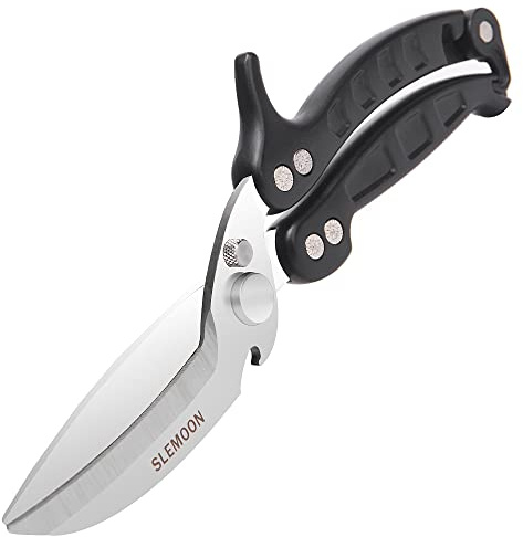 Kitchen Shears, Heavy Duty Kitchen Scissors with Serrated Edge, Detachable as Blade, Multipurpose Stainless Steel Sharp Food Scissors for Chicken Poultry Fish Herbs Black