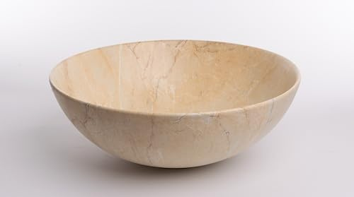 GT-LUX Lavabo lavandino lavello da appoggio in ceramica effetto marmo ROTONDO 405X405X150 mm MOD.6203 vari colori a scelta (BEIGE)
