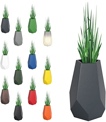 Monumo®️ Bari Blumentopf Groß XXL mit Innenkasten wetterfest, Blumenständer für Garten, Pflanzentopf für Balkon, moderner Blumenvase, Blumenkübel, viele Farben (46 cm x 46 cm x 71 cm, Anthrazit)