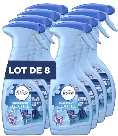 Febreze Spray Désodorisant Textile (500ml x8), Éveil Printanier de Lenor, 2en1, Combat Les Odeurs Emprisonnées Dans Les Tissus, Laisse Un Parfum Frais