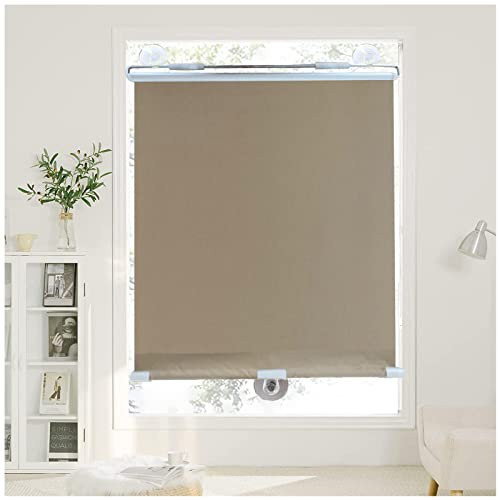Verdunkelungsrollo Ohne Bohren, Verdunkelungsvorhänge Mit Saugnäpfen, Fenster Rollo Dachfenster, Sonnenschutzrollos, Seitenzugrollo Klemmrollo, Sichtschutz Jalousien,Gold-35x125cm(13.8*49.2in)