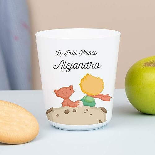 Wanapix | Kunststoffbecher mit Namen für Kinder | Unzerbrechlicher Trinkbecher Personalisierter | Schule/Kindergarten| BPA freier | 235ml | Kleiner Prinz