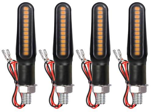 BlyilyB Motorcycle Blinkers Indicator Sequential Turn Signal Amber LED Lamp (Pack of 4)