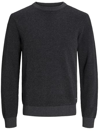 JACK & JONES Jjeglobe Knit Crew Neck Noos Pull en Tricot pour Homme, Gris foncé mélangé, M