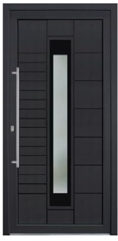 HORI Haustür Kunststoff, aluminium, Komplettset konfigurieren, Hauseingangstür Modern - Farbe: anthrazit (innen weiß) - DIN links - Modell: Stripe - 208 x 98 cm