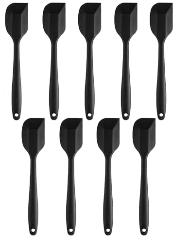 Teigschaber Silikon Spachtel 9 Stück Hitzebeständig 500°F Spatel Spachtel für die Küche bpa frei (9 Stück 28cm Schwarz)